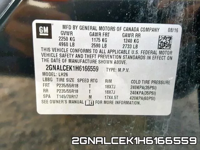 2GNALCEK1H6166559 фото 2