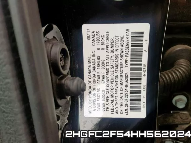 2HGFC2F54HH562024 фото 2