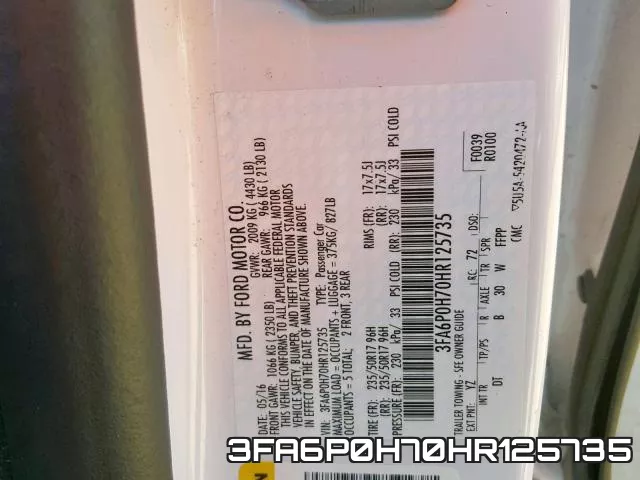 3FA6P0H70HR125735 фото 2