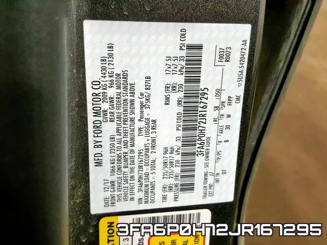 3FA6P0H72JR167295 фото 2