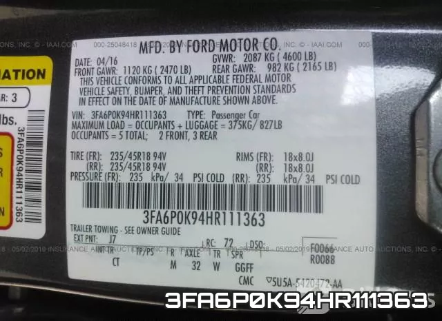 3FA6P0K94HR111363 фото 10