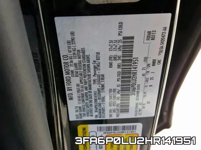 3FA6P0LU2HR141951 фото 2