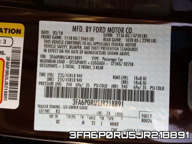 3FA6P0RU5JR218891 фото 2