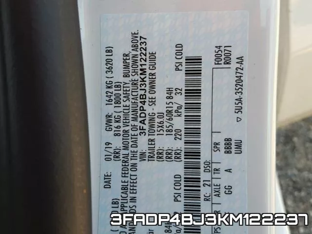 3FADP4BJ3KM122237 фото 2