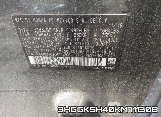 3HGGK5H40KM711308 фото 10