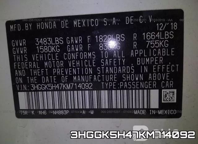 3HGGK5H47KM714092 фото 10