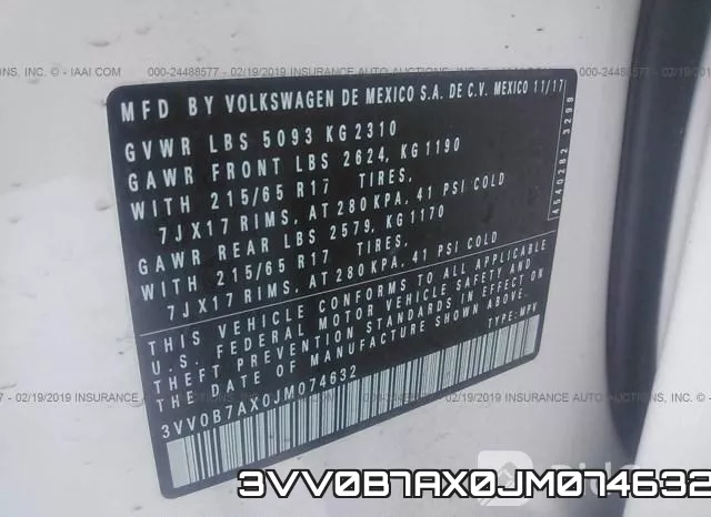 3VV0B7AX0JM074632 фото 10
