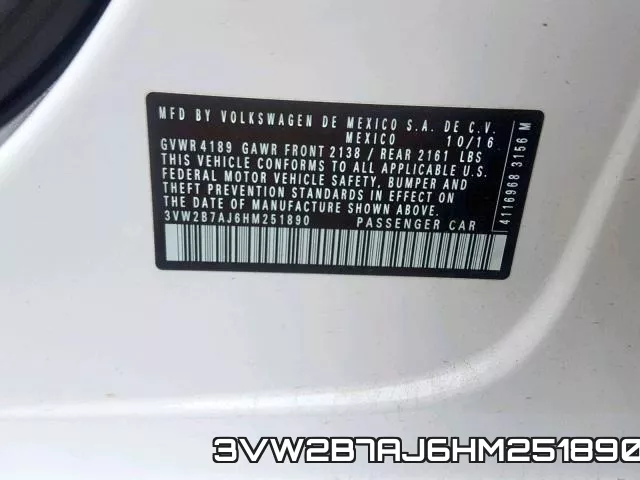 3VW2B7AJ6HM251890 фото 2