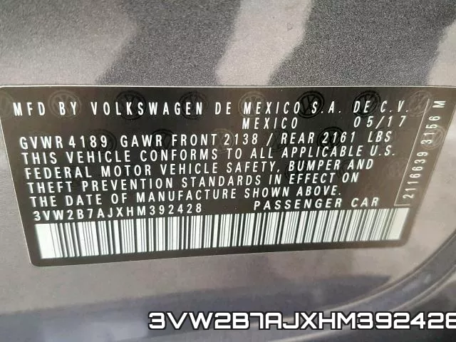 3VW2B7AJXHM392428 фото 2