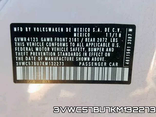 3VWC57BU7KM132273 фото 2