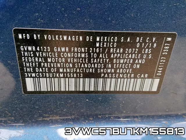 3VWC57BU7KM155813 фото 2