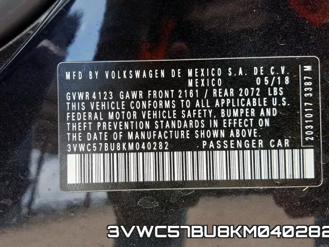 3VWC57BU8KM040282 фото 2