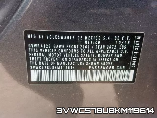 3VWC57BU8KM119614 фото 2