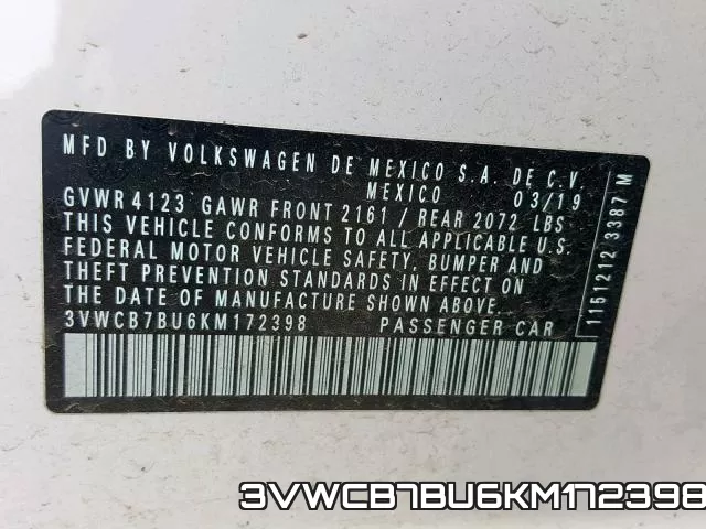 3VWCB7BU6KM172398 фото 2