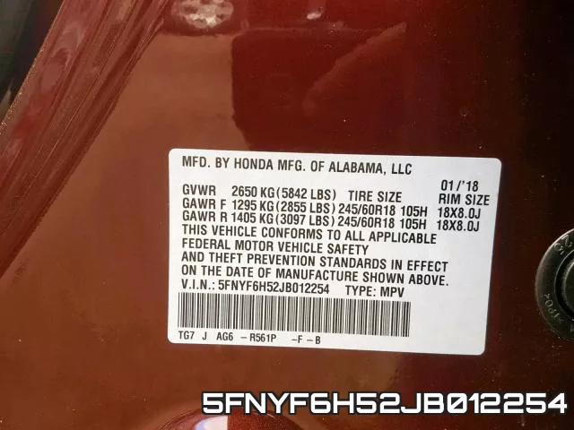 5FNYF6H52JB012254 фото 2