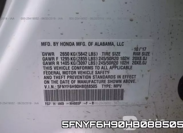 5FNYF6H90HB088505 фото 10