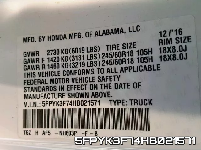 5FPYK3F74HB021571 фото 2