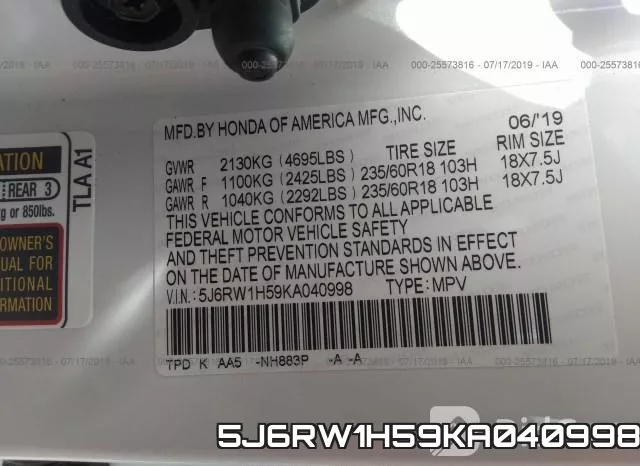 5J6RW1H59KA040998 фото 10