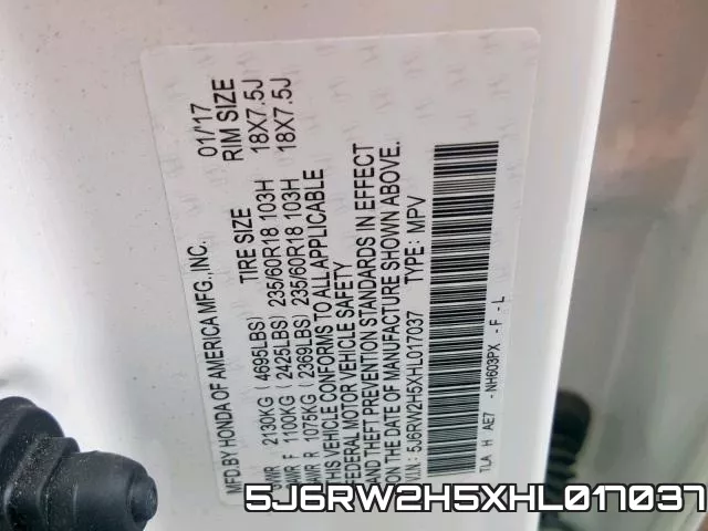 5J6RW2H5XHL017037 фото 2