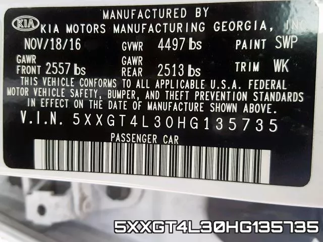5XXGT4L30HG135735 фото 2