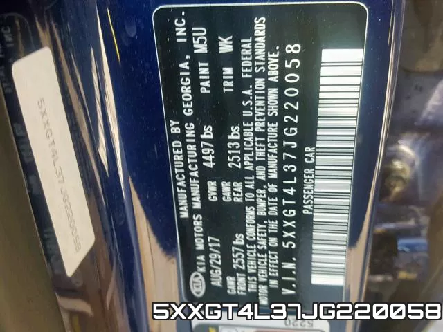 5XXGT4L37JG220058 фото 2