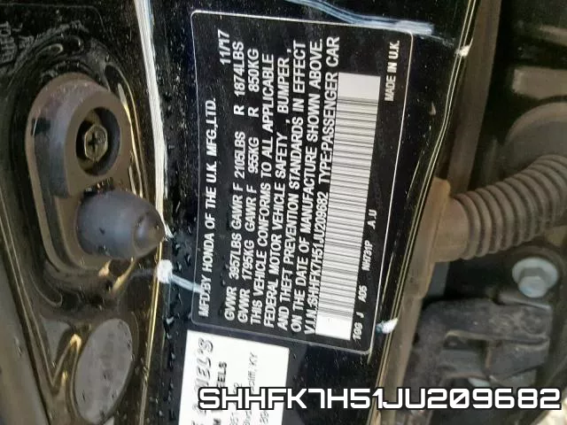 SHHFK7H51JU209682 фото 2
