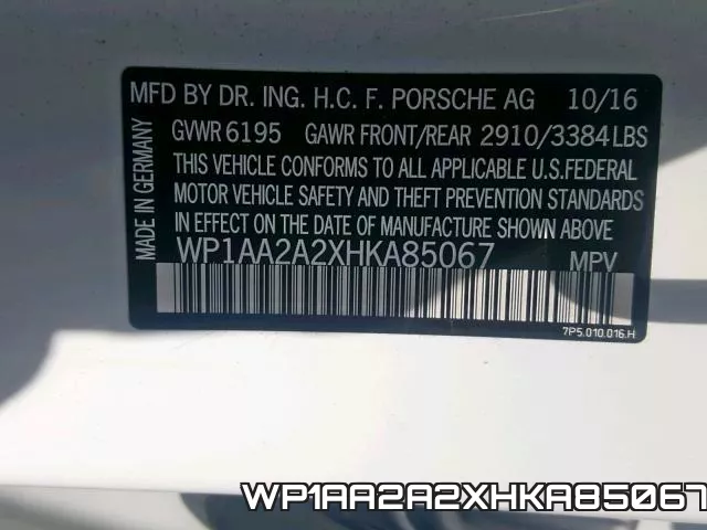 WP1AA2A2XHKA85067 фото 2