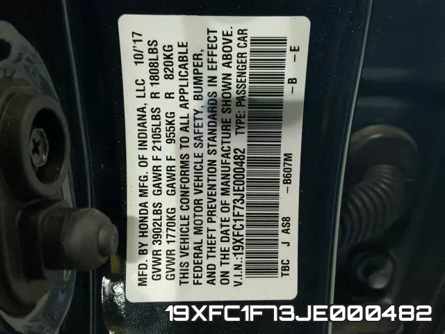 19XFC1F73JE000482 фото 2