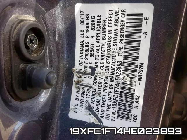 19XFC1F74HE023893 фото 2