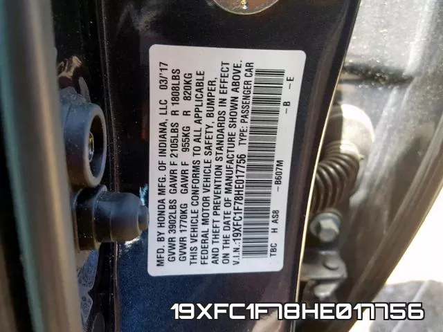 19XFC1F78HE017756 фото 2
