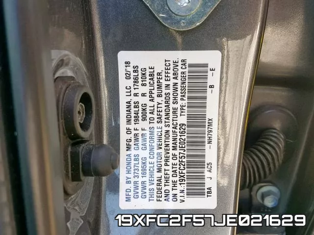 19XFC2F57JE021629 фото 2