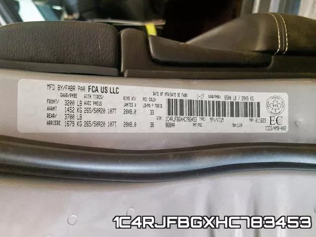 1C4RJFBGXHC783453 фото 2