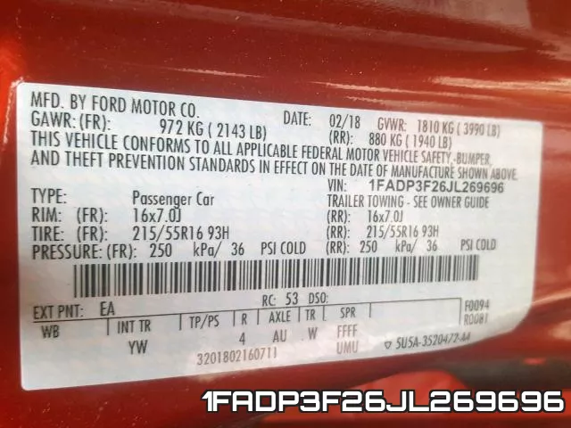 1FADP3F26JL269696 фото 2
