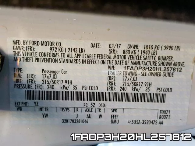 1FADP3H20HL257812 фото 2