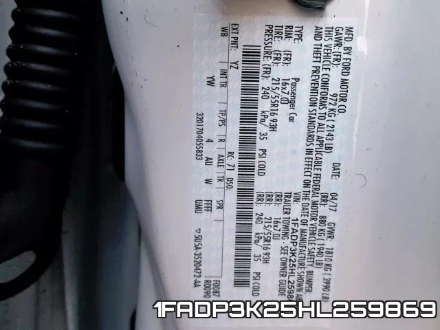 1FADP3K25HL259869 фото 2