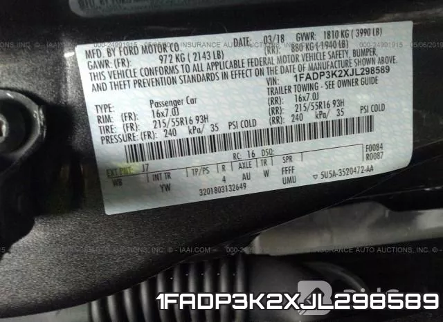 1FADP3K2XJL298589 фото 10