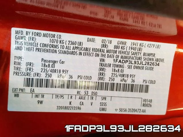 1FADP3L93JL282634 фото 2