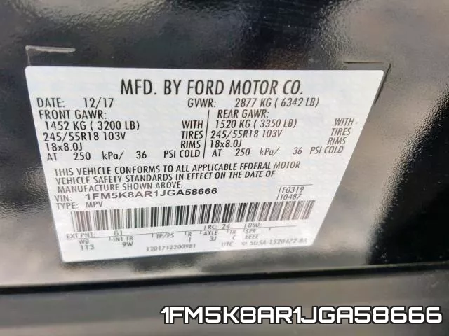1FM5K8AR1JGA58666 фото 2