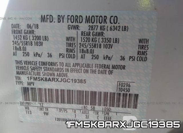 1FM5K8ARXJGC19385 фото 10