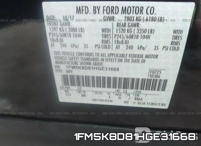 1FM5K8D81HGE31668 фото 10