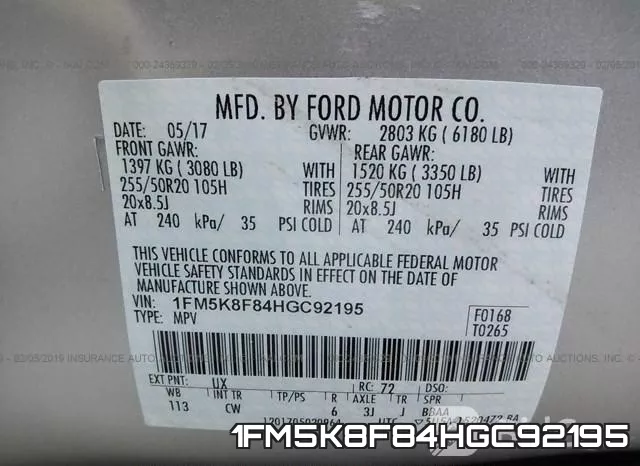 1FM5K8F84HGC92195 фото 10