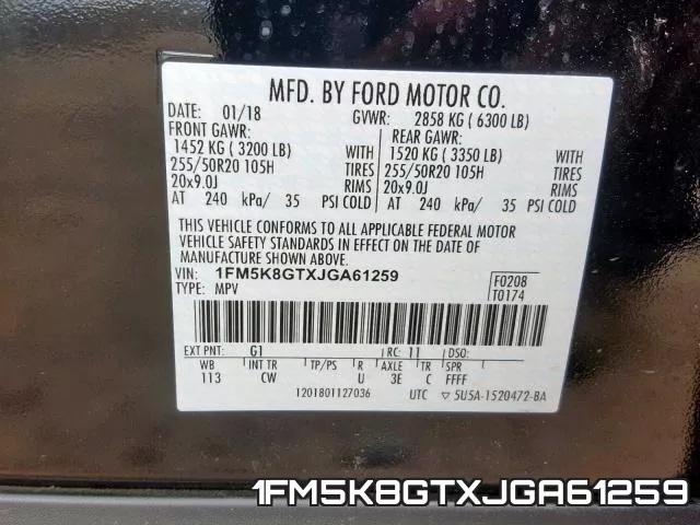 1FM5K8GTXJGA61259 фото 2