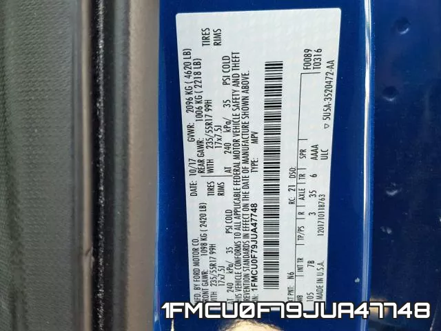 1FMCU0F79JUA47748 фото 2