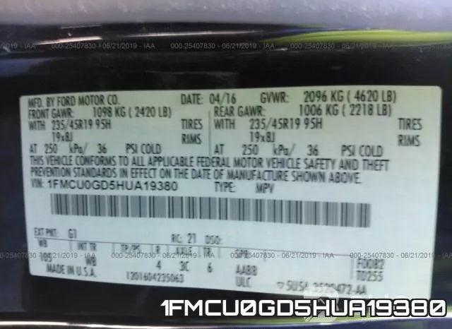 1FMCU0GD5HUA19380 фото 10