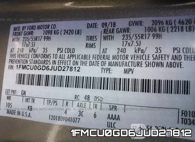 1FMCU0GD6JUD27812 фото 10