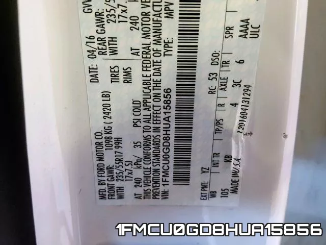 1FMCU0GD8HUA15856 фото 2