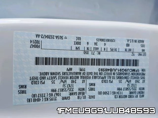 1FMCU9G91JUB48593 фото 2