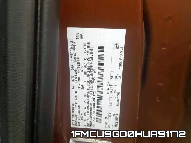 1FMCU9GD0HUA91172 фото 2