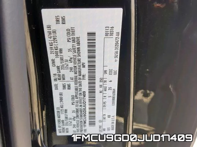 1FMCU9GD0JUD17409 фото 2