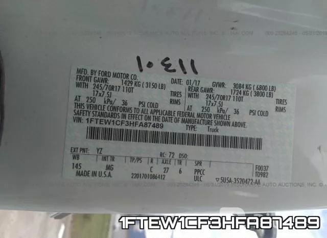 1FTEW1CF3HFA87489 фото 10